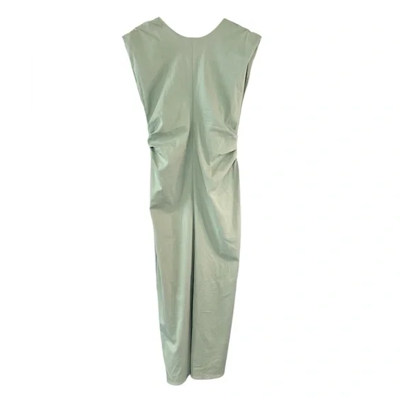 Zara Draped Waist Cotton Midi Dress in Mint Green - Picture 7 of 14
